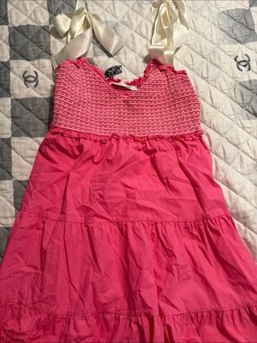 Altar'd State Hot Pink Smocked Sundress with Ivory Trim